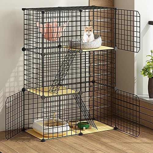 Katzenkäfig für den Innenbereich, Spiel, Katzenzaun aus Metall für den Außenbereich, Katzentransportbox für Camping, Meerschweinchenkäfig für Kleintiere, Katzen, Frettchen, Katzenb von AEGCAOJH