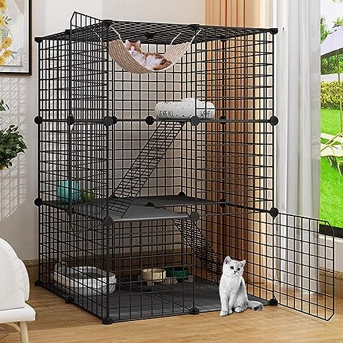 Katzenkäfig für den Innenbereich, abnehmbar, geeignet für Kleintiere, Katzenzaun für den Außenbereich, einfach zu montieren, Katzenzaun für Wohnmobil, Reisen und Camping, DIY-Katze von AEGCAOJH