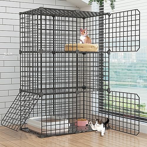 Katzenkäfig für den Innenbereich, abnehmbarer Draht, Balkon, Katzenzucht, Meerschweinchenkäfig, Lebensraum für Kleintiere, Katzenbaum, ideal für 1–2 Katzen, Katzenzaun für den Auße von AEGCAOJH