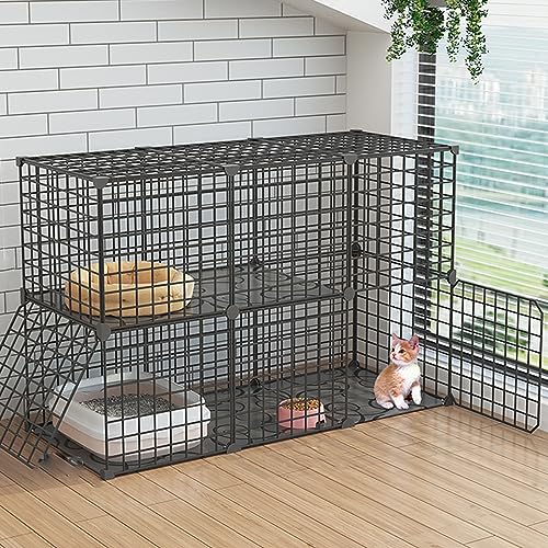 Katzenkäfig für den Innenbereich, abnehmbarer Draht, Balkon, Katzenzucht, Meerschweinchenkäfig, Lebensraum für Kleintiere, Katzenbaum, ideal für 1–2 Katzen, Katzenzaun für den Auße von AEGCAOJH