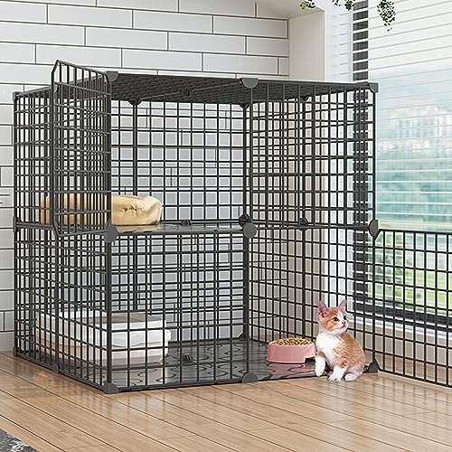 Katzenkäfig für den Innenbereich, abnehmbarer Draht, Balkon, Katzenzucht, Meerschweinchenkäfig, Lebensraum für Kleintiere, Katzenbaum, ideal für 1–2 Katzen, Katzenzaun für den Auße von AEGCAOJH