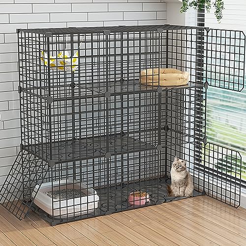 Katzenkäfig für den Innenbereich, abnehmbarer Draht, Balkon, Katzenzucht, Meerschweinchenkäfig, Lebensraum für Kleintiere, Katzenbaum, ideal für 1–2 Katzen, Katzenzaun für den Auße von AEGCAOJH