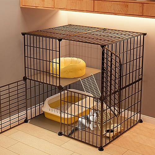 Katzenkäfig für den Innenbereich, doppelschichtiges Katzenhaus, Freiraum, Meerschweinchenkäfig, Katzentransporter, Katzenzaun für den Außenbereich, DIY, abnehmbarer Draht, Haustier von AEGCAOJH