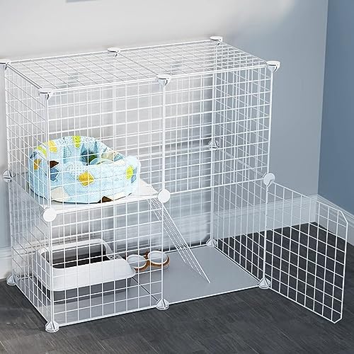 Katzenkäfig für den Innenbereich, großer Platz, Metall, doppelt, abnehmbar, DIY-Katzentransportbox für den Außenbereich, Meerschweinchenkäfig, Übungsplatz für Haustiere, Katzenzaun von AEGCAOJH