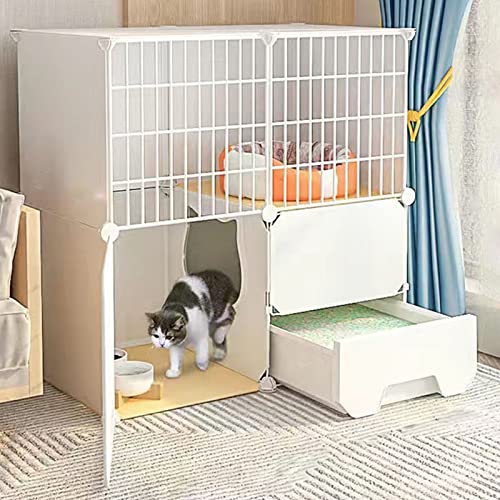 Katzenkäfig mit Katzentoilette, DIY-Katzenlaufstall für den Innenbereich, abnehmbarer Katzenzwinger aus Metalldraht, Kleintierkäfig für Kätzchen, Meerschweinchen, Häschen und Chinc von AEGCAOJH