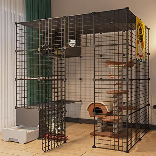 Katzenkäfige für den Innenbereich, Katzenzwinger für Hauskatzen, DIY-Katzenlaufstall aus Metall mit Katzentoilette, Katzenkisten für Kätzchen, Welpen und Häschen, Bewegung für 1–3 von AEGCAOJH