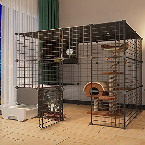 Katzenkäfige für den Innenbereich, Katzenzwinger für Hauskatzen, DIY-Katzenlaufstall aus Metall mit Katzentoilette, Katzenkisten für Kätzchen, Welpen und Häschen, Bewegung für 1–3 von AEGCAOJH