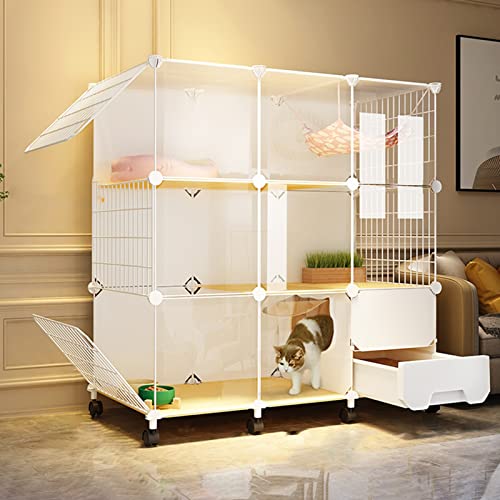 Katzenkiste, Katzenkäfig, Katzenzwinger für Hauskatzen, Katzenlaufstall für Hauskatzen, 2-stöckiger Katzenkäfig für den Innenbereich, abnehmbarer Kätzchenkäfig aus Metalldraht mit Katzenkiste, Katzenkäfig, Katzenzwinger für Hauskatzen, Katzenlaufstall für Hauskatzen, 2-stöckiger Katzenkäfig für den Innenbereich, abnehmbarer Kätzchenkäfig aus Metalldraht mit von AEGCAOJH