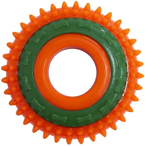 AERZETIX - C68586 - Kauspielzeug für Hunde Ø65 mm in Form eines Rades mit stacheln - wurf- und fangspiele für Haustiere - aus Gummi - Farbe orange und grün von AERZETIX