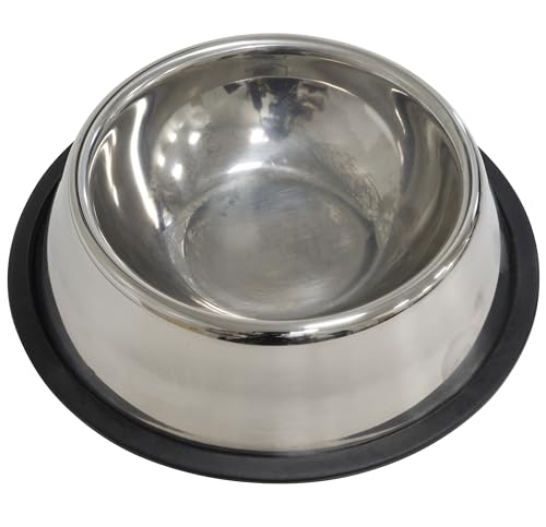 AERZETIX - C68649 - Napf für Hund, Katze Ø18 cm - silberfarben - futternapf - aus Metall und gummi - kroketten, wandern, spazierengehen, trinken, durstlöschen von AERZETIX