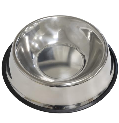 AERZETIX - C68650 - Napf für Hund, Katze Ø25 cm - silberfarben - futternapf - aus Metall und Gummi - kroketten, wandern, spazierengehen, Trinken, durstlöschen von AERZETIX