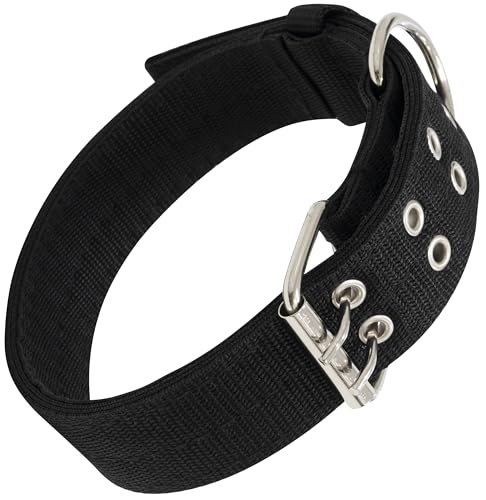 AERZETIX - C68704 - Verstellbares Halsband für Hunde 3.7x61 cm - aus Stoff - Farbe schwarz - haushaltsüblich Geschenk zubehör Leine geschirre Sicherheit Haustiere von AERZETIX