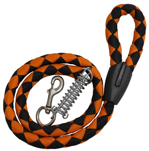 AERZETIX - C68759 - Geflochtene Leine für Hunde mit karabinerhaken und Feder 130 cm - zubehör für den Spaziergang - hundeleine sicherheitsgeschirr für Haustiere - Farbe orange und schwarz von AERZETIX