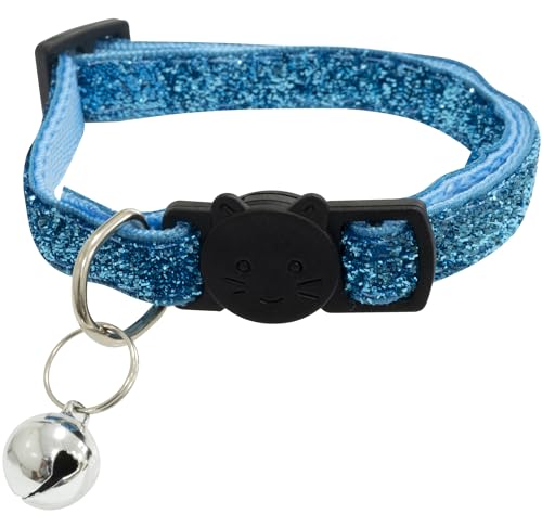 AERZETIX - C74207-21 bis 33 cm verstellbares, reflektierendes katzenhalsband mit glöckchen - breite 10 mm - aus Stoff - Farbe hellblau - zubehör für haustiersicherheit von AERZETIX