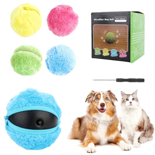 AEUZWR Active Rolling Ball Hund, Elektrischer Ball Hund, Selbstrollender Ball Hund mit 4 Plüschbezüge, Aktiver Rollball Für Hunde, Haustier Elektrischer Spielzeugball, Geschenk für Tierfreunde von AEUZWR