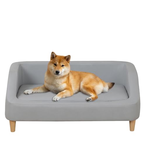 Hundebett/Haustier-Sofabett Technologie Tuch Katzensofa Schlafcouch Hohes Holzbein Tierbett Sofa (Grau) von AFBKSS&BB