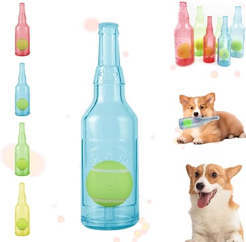 AFGQIANG C-runchnplay Bottle Toy for Dogs, C-runchnplay Bottle Toy, Ball In Bottle Dog Toy, Bottle Toys for Dogs, Bottle Chew Toys for Dogs, Interactive Dog Chew Toy with Tennis Ball (Blue, L) von AFGQIANG