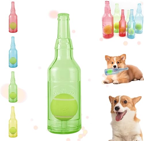 AFGQIANG C-runchnplay Bottle Toy for Dogs, C-runchnplay Bottle Toy, Ball In Bottle Dog Toy, Bottle Toys for Dogs, Bottle Chew Toys for Dogs, Interactive Dog Chew Toy with Tennis Ball (Green, L) von AFGQIANG