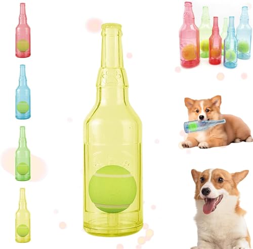 AFGQIANG C-runchnplay Bottle Toy for Dogs, C-runchnplay Bottle Toy, Ball In Bottle Dog Toy, Bottle Toys for Dogs, Bottle Chew Toys for Dogs, Interactive Dog Chew Toy with Tennis Ball (Yellow, L) von AFGQIANG