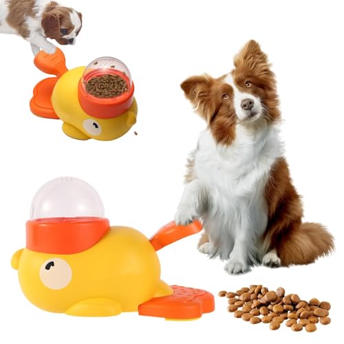 AFGQIANG Interaktives Hundespielzeug, 2-in-1-Puzzle-Spielzeug, Entenform, Leckerli-Spender für kleine und mittelgroße Hunde, tropfsichere Schüssel für gesunde Ernährung von AFGQIANG