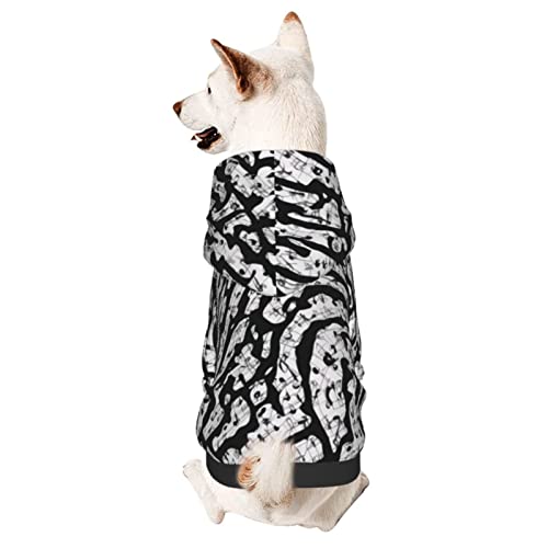 Hunde-Kapuzenpullover mit Musiknoten-Muster, Haustierkleidung, Pullover mit Mütze, weicher Mantel für kleine, mittelgroße und große Hunde von AFINDI