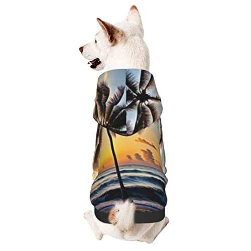 Hunde-Kapuzenpullover mit Strandpalmen, Haustierkleidung mit Hut, weicher Mantel für kleine, mittelgroße und große Hunde von AFINDI