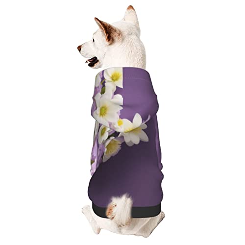 Hunde-Kapuzenpullover mit lila Blumen, Haustierkleidung mit Hut, weicher Mantel für kleine, mittelgroße und große Hunde von AFINDI