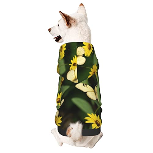 Hunde-Kapuzenpullover mit schönem Schmetterlings-Motiv, Haustierkleidung mit Hut, weicher Mantel für kleine, mittelgroße und große Hunde von AFINDI