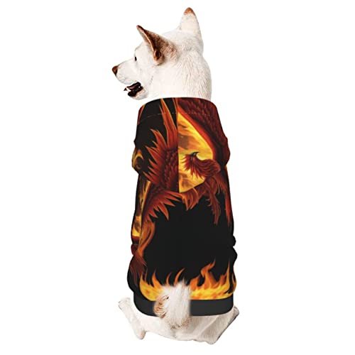 Phoenixes Hunde-Kapuzenpullover mit Badefeuer-Muster, Haustierkleidung, Pullover mit Hut, weicher Mantel für kleine, mittelgroße und große Hunde von AFINDI