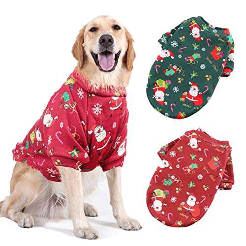 AFYHH 2 Packungen große HundeWeihnachtskleidung – Kostüme Winter Warm Weihnachten Welpen Urlaub für Hunde kaltes Wetter Outfit Bekleidung für mittelgroße und große Hunde (L (Brustumfang: 80 cm, von AFYHH