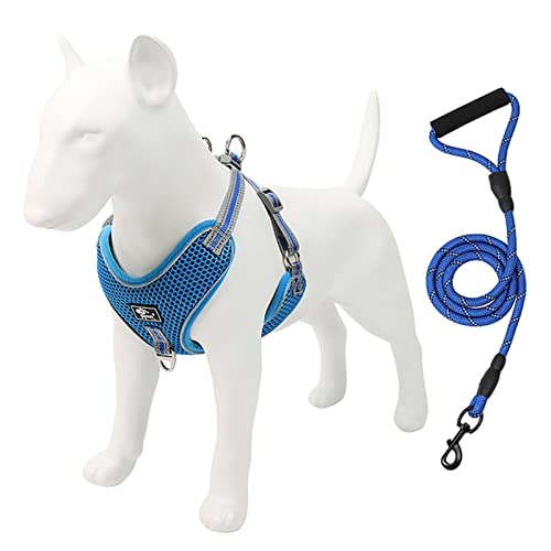 Sicherheitswesten Haustiergurt und Leine Set Hunde-weiche Mesh-Weste einstellbar Reflektierend for mittelgroße große Hunde Brustgurt Traktionsseil Pet-liefert Reflektierende Westen (Color : Blue, SI von AGBARR