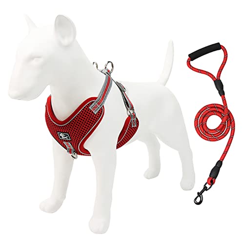 Sicherheitswesten Haustiergurt und Leine Set Hunde-weiche Mesh-Weste einstellbar Reflektierend for mittelgroße große Hunde Brustgurt Traktionsseil Pet-liefert Reflektierende Westen (Color : Red, Siz von AGBARR