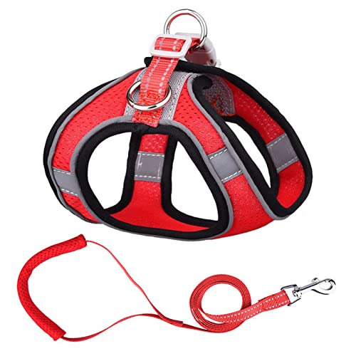 Sicherheitswesten Reflektierende Hundegeschirr Leine Set Nylon Haustier Katze Harness Hundeleine Verstellbare Haustiergurtweste for Welpen Medium Hund Haustierbedarf Reflektierende Westen (Color : Re von AGBARR