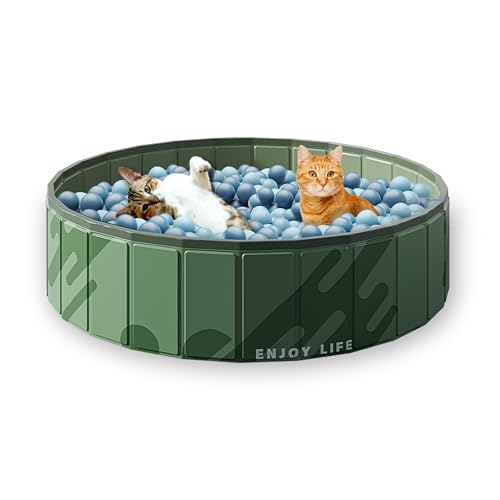 AGGER Cat Bällebad – 81,3 cm kleines, faltbares Bällebad für Katzen – Indoor Outdoor Laufstall – hält über 400 7,9 cm Bälle (separat erhältlich) von AGGER