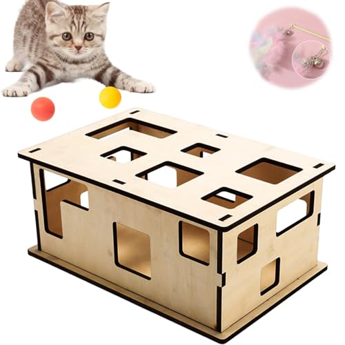 AGOISET Interaktives katzenspielzeug Anzug, Katzen Spielzeug intelligenzspielzeug für Katzen, cat Toys interessant Katzenstock Katzenball pfotenjagd katzenspielzeug, Hochwertiges Holz aus dem Wald von AGOISET