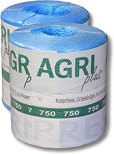 AGRI plus 1 Doppelpack Pressengarn/Erntegarn (10 kg - Für Rundballen 750 m/kg, Blau) von AGRI plus