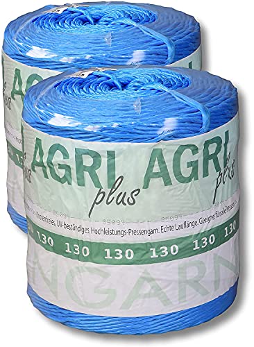 AGRI plus 1 Doppelpack Pressengarn/Erntegarn (18 kg - Für Quaderballen 130 m/kg, Blau) von AGRI plus