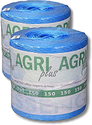 AGRI plus 1 Doppelpack Pressengarn/Erntegarn (18 kg - Für Quaderballen 150 m/kg, Blau) von AGRI plus