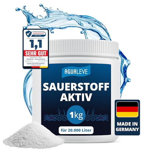 AGUALEVE® Sauerstoff Aktiv 1kg *NEU* | Soforthilfe bei Sauerstoffmangel + Depotwirkung | perfekt für Fischteiche | Markenqualität Made in Germany | für 20.000 Liter Teichwasser | mit Note 1,1 getestet von AGUALEVE