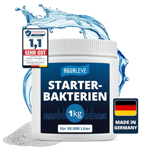 AGUALEVE® Starterbakterien 1kg *NEU* | aktiviert den Teichfilter & baut Schadstoffe ab | perfekt für Fischteiche | Markenqualität Made in Germany | für 50.000 Liter Teichwasser | mit Note 1,1 getestet von AGUALEVE