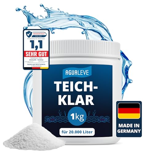 AGUALEVE® Teichklar 1kg *NEU* | beseitigt Trübungen schonend & nachhaltig binnen weniger Wochen | Nicht bei Algenbefall geeignet | Made in Germany | für 20.000l Teichwasser von AGUALEVE