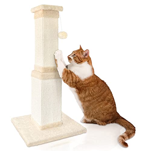 AGYM Katzenkratzbaum, 32 Zoll Katzenkratzbaum für Große Katzen, Kratzbäume für Indoor Katzen Erwachsene, Katzenkratzbaum mit Natur Sisal, Beige von AGYM