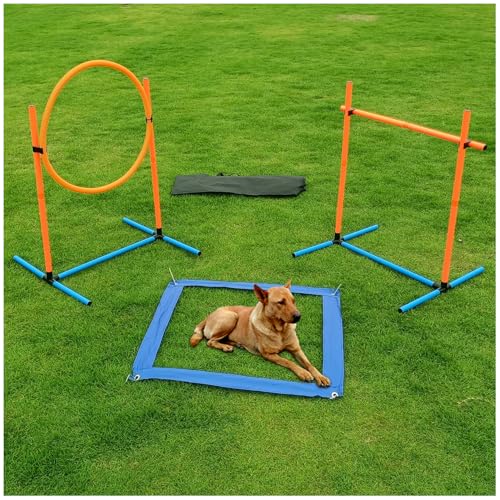 AHAILUOO 4-teiliges Agility-Trainingshürden-Set, verstellbare Springhindernisse für kleine, mittelgroße und große Hunde mit Tragetasche (2 Sets, 2 + 2) von AHAILUOO