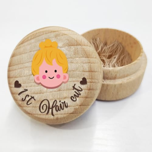 AHANDMAKER Holz-Haarbox Zum Andenken An Den Ersten Haarschnitt Für Baby-Mädchen, Andenken An Den Ersten Haarschnitt, Niedliche Haarbehälterbox Für Eine Babyparty Oder Einen Geburtstag. von AHANDMAKER