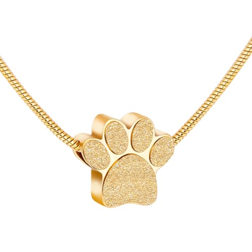 AHANDMAKER Urnen-Halskette Mit Pfotenabdruck Für Asche, Halskette Haustier-Einäscherungsschmuck Für Asche, Haustierurnen Für Hunde Und Katzen. Haustierasche als Andenken, Golden AHANDMAKER Urnen-Halskette Mit Pfotenabdruck Für Asche, Halskette Haustier-Einäscherungsschmuck Für Asche, Haustierurnen Für Hunde Und Katzen. Haustierasche als Andenken, Golden von AHANDMAKER