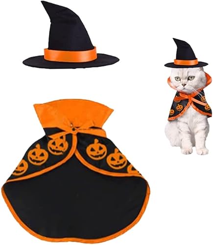 Cape Hut für Tiere Halloween Kostüm Halloween für Haustier Vampir Mantel Katze Hexe Hund Zubehör Halloween Weihnachten Cosplay Kostüm Maskerade Party von AHDMR