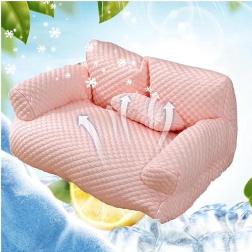 AHDUELLWA Ice Silk Cooling Pet Bed Breathable Washable Dog Sofa Bed,Summer Sleeping Cool Removable and Washable Cat Dog Pet Bed,Cotton pet Nest for Small, Medium, Large Dogs and Cats von AHDUELLWA