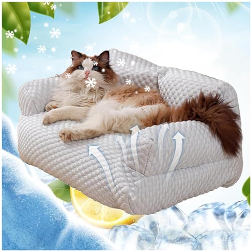 AHDUELLWA Ice Silk Cooling Pet Bed Breathable Washable Dog Sofa Bed,Summer Sleeping Cool Removable and Washable Cat Dog Pet Bed,Cotton pet Nest for Small, Medium, Large Dogs and Cats von AHDUELLWA