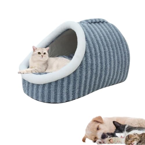 Cozy Hideaway Pet Bed,Stripe Calming Plush Pet Beds,Non-Slip Washable - Soft Pet Slipper Cave Bed Sleeping Bag,Pet Bed with Cover Cave - for Small Medium Pets von AHDUELLWA