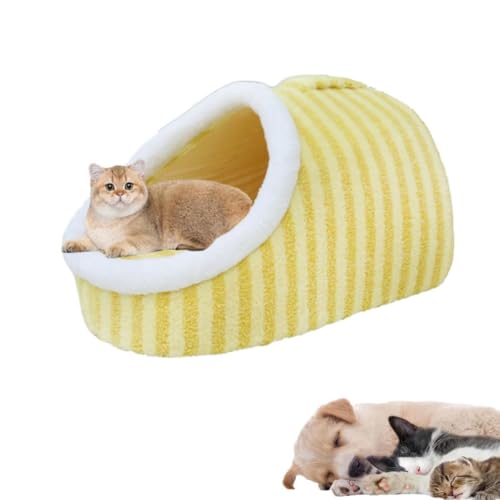 Cozy Hideaway Pet Bed,Stripe Calming Plush Pet Beds,Non-Slip Washable - Soft Pet Slipper Cave Bed Sleeping Bag,Pet Bed with Cover Cave - for Small Medium Pets von AHDUELLWA